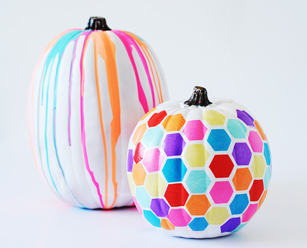 bright painted no carve pumpkin