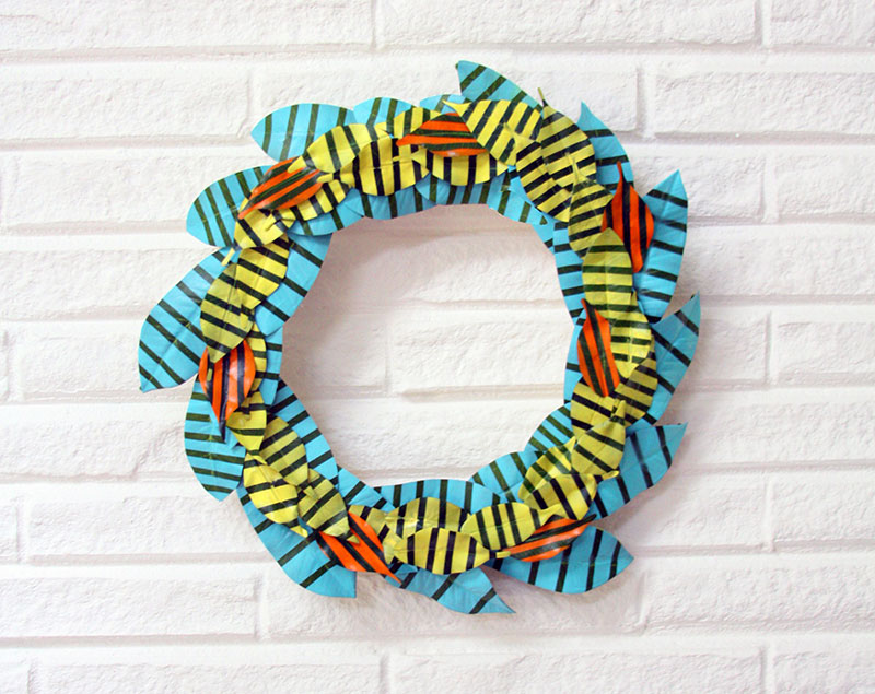 painted leaf wreath project kid
