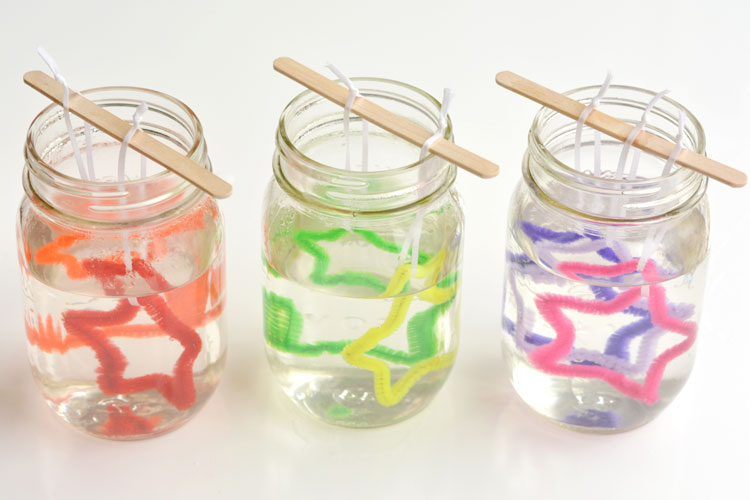 DIY Borax Crystal pipe cleaner stars