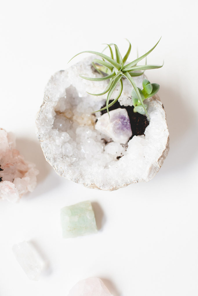 diy crystal geode planter