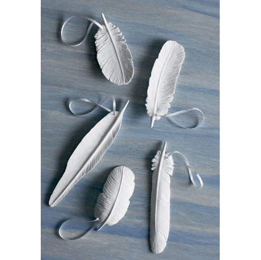 10095 W Porcelain Feather Ornaments by roost Large
