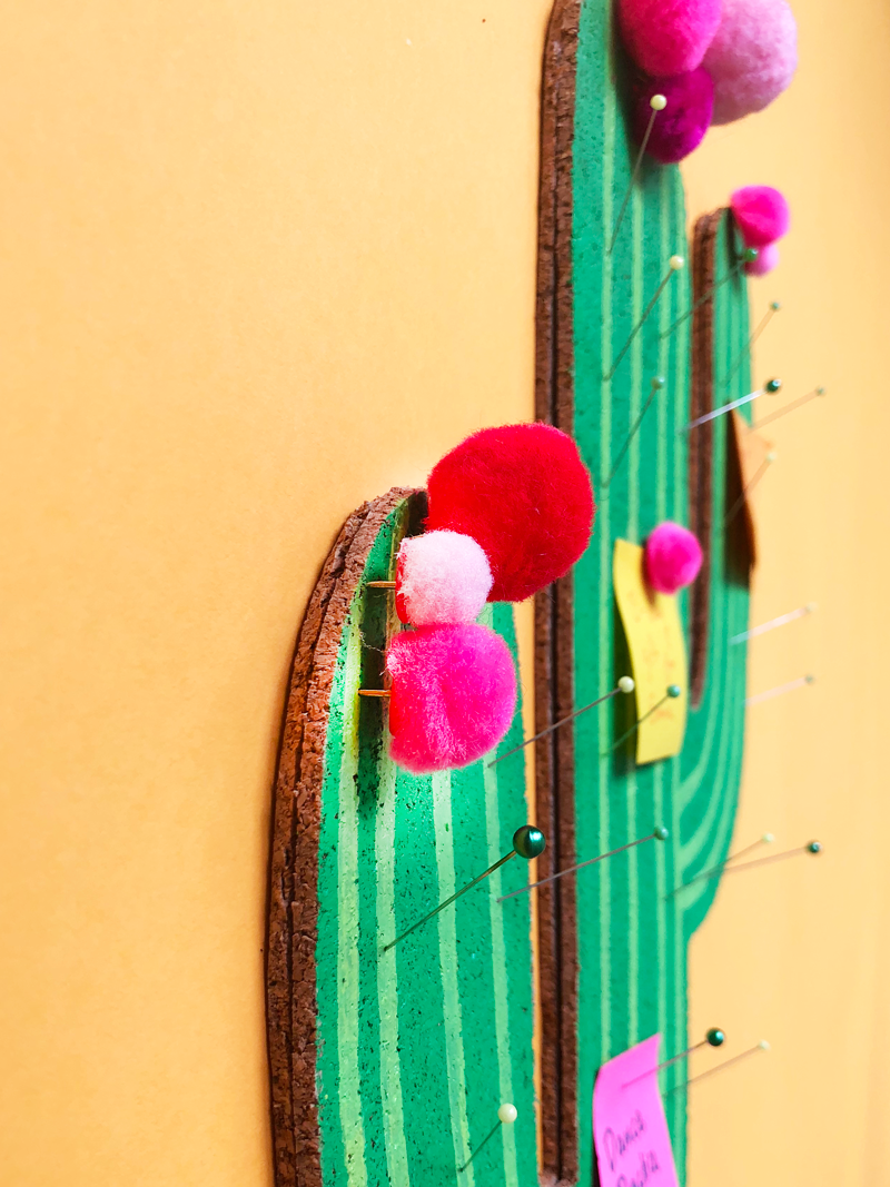 DIY cactus cork board close up, cute cactus cork board diy