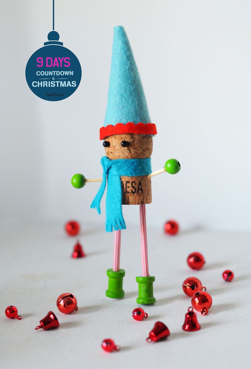 Adorable Elf Cork Christmas Craft for Kids